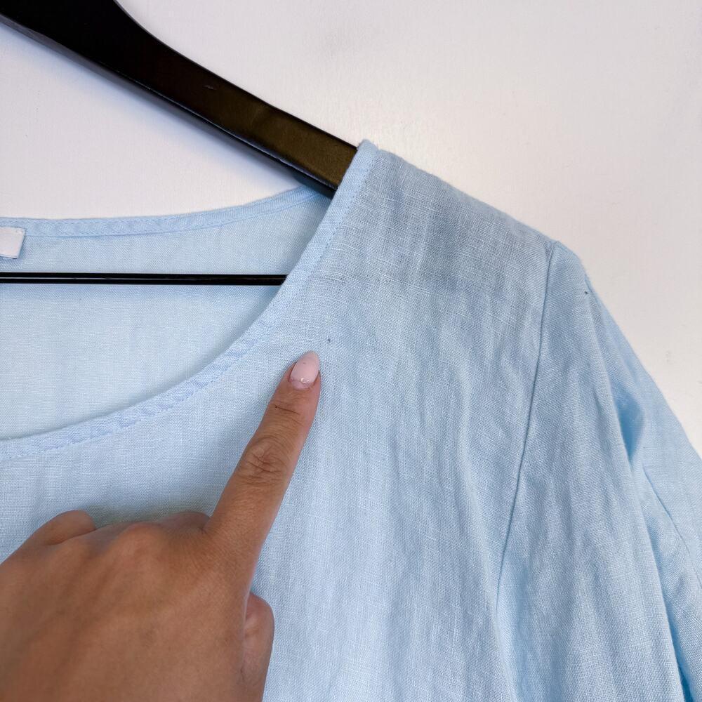 J.Jill Pure Jill 100% Linen Relaxed Fit Tee Top Blue - XL - Picture 2 of 8